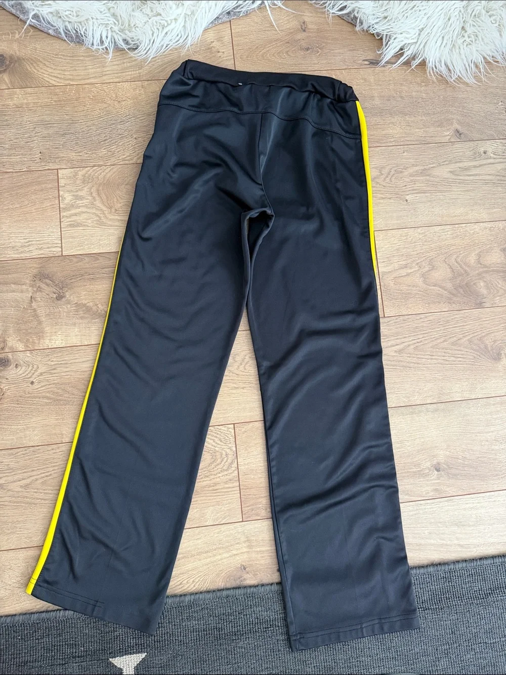 Kappa Black Track Pants with Yellow Stripes
